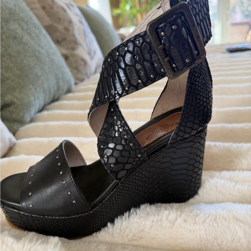 Freebird by Steven Black Croc-Embossed Wedges